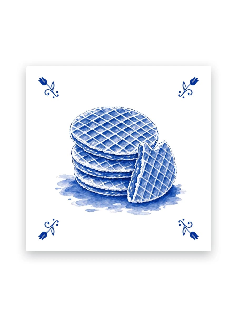Delfts blauw tegeltje — Stroopwafels