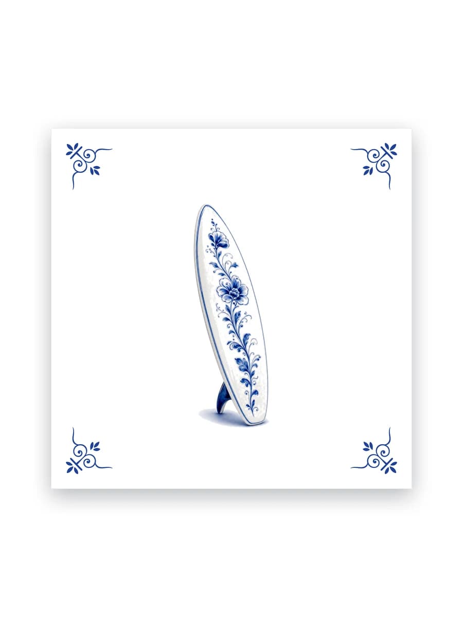 Delfts blauw tegeltje — Surfplank