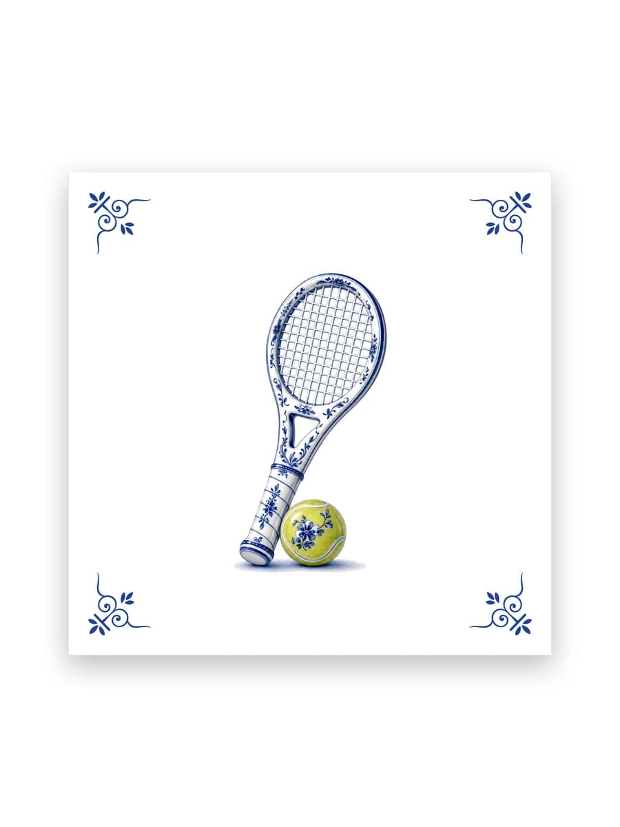 Delfts blauw tegeltje — Tennisracket
