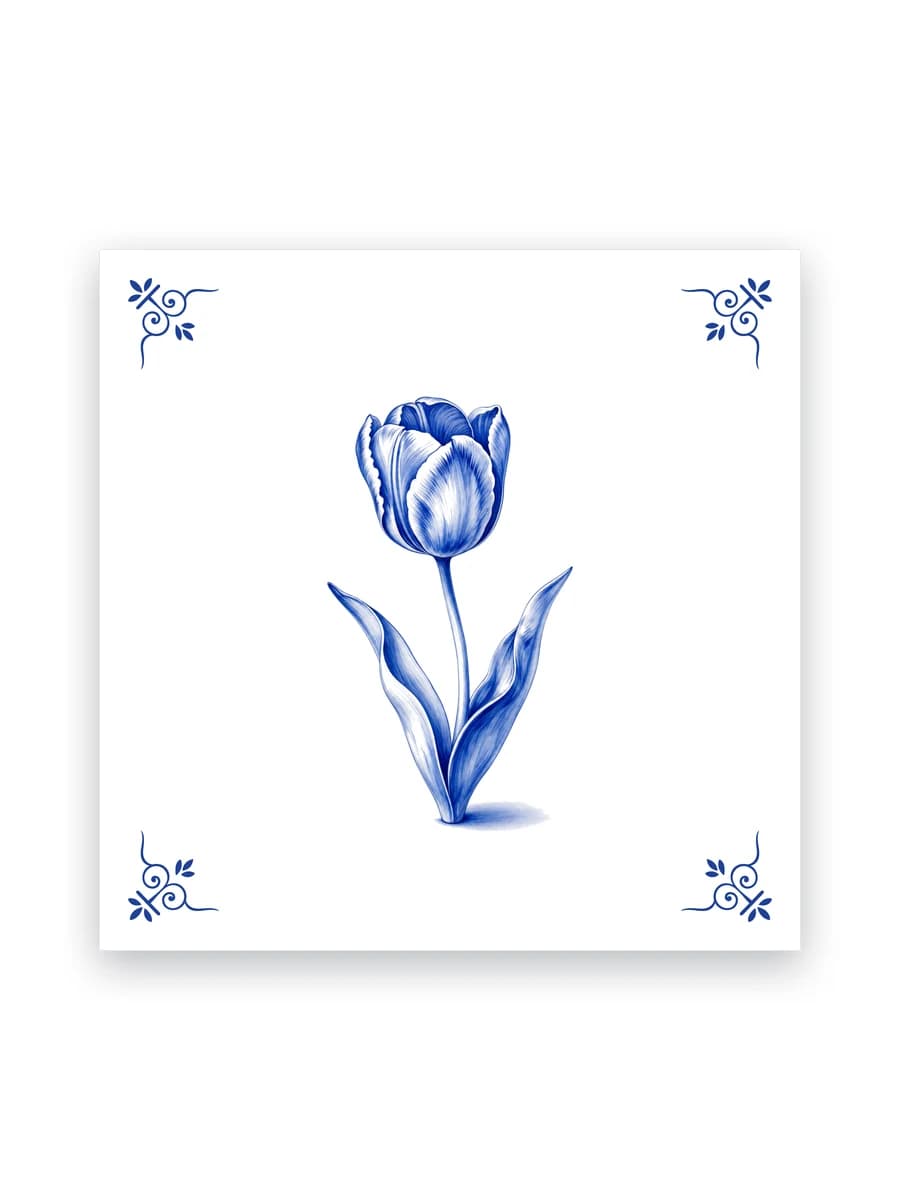 Delfts blauw tegeltje — Tulp