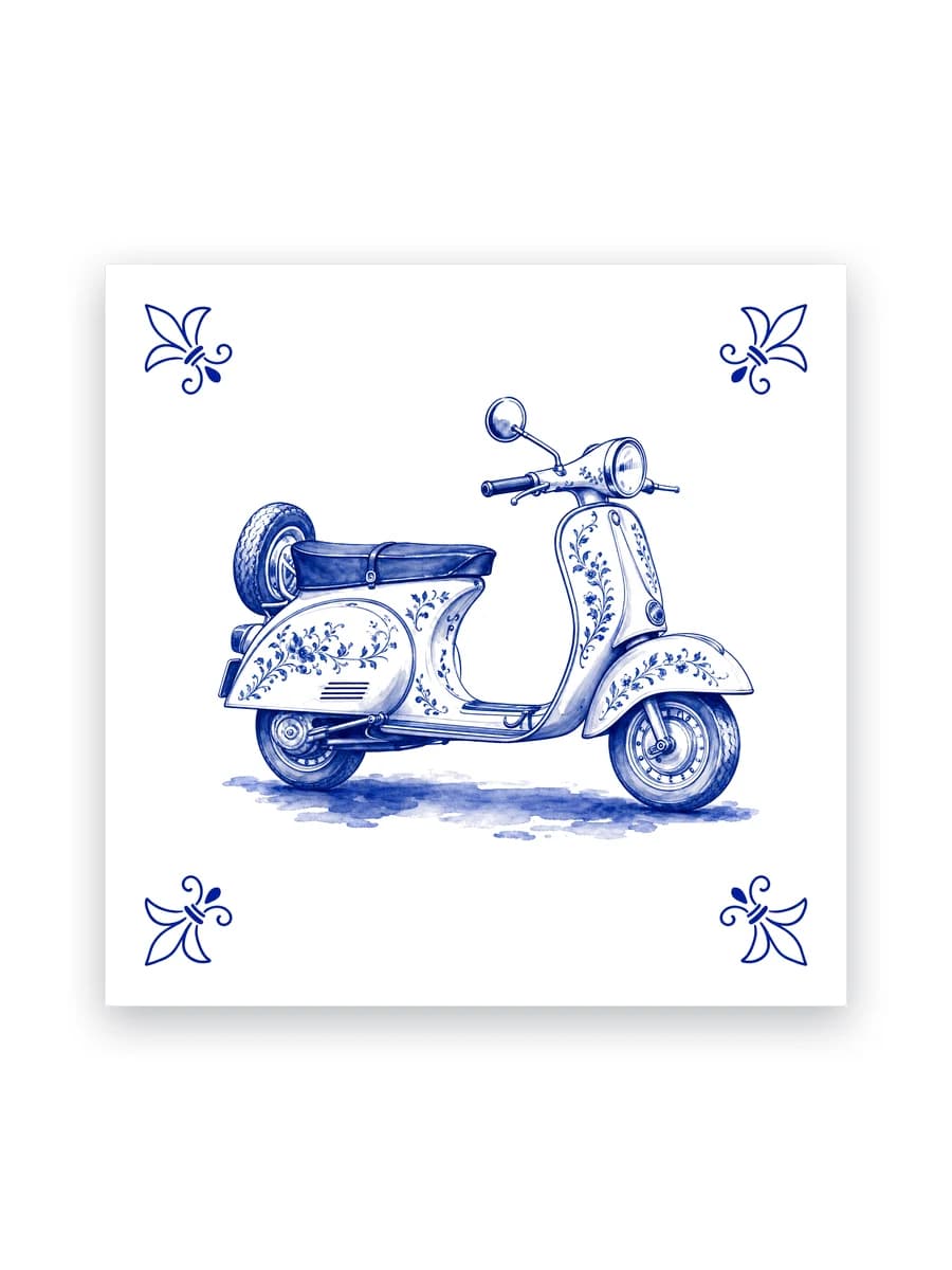 Delfts blauw tegeltje — Klassieke Vespa