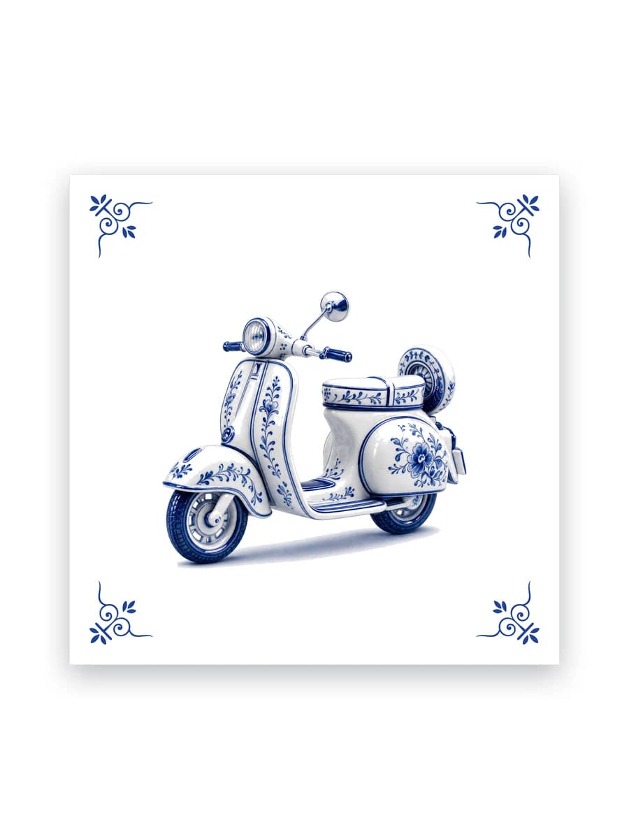 Delfts blauw tegeltje — Klassieke Vespa