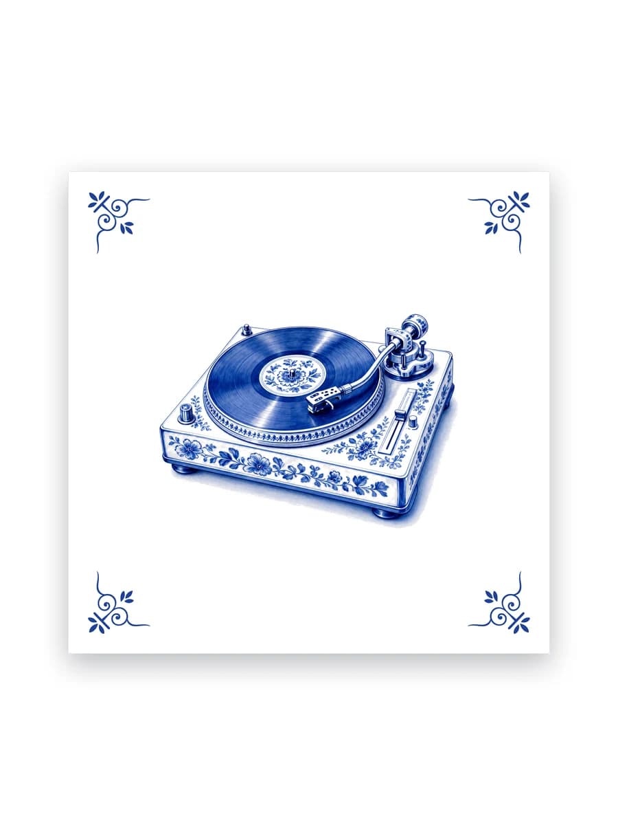 Delfts blauw tegeltje — Platenspeler