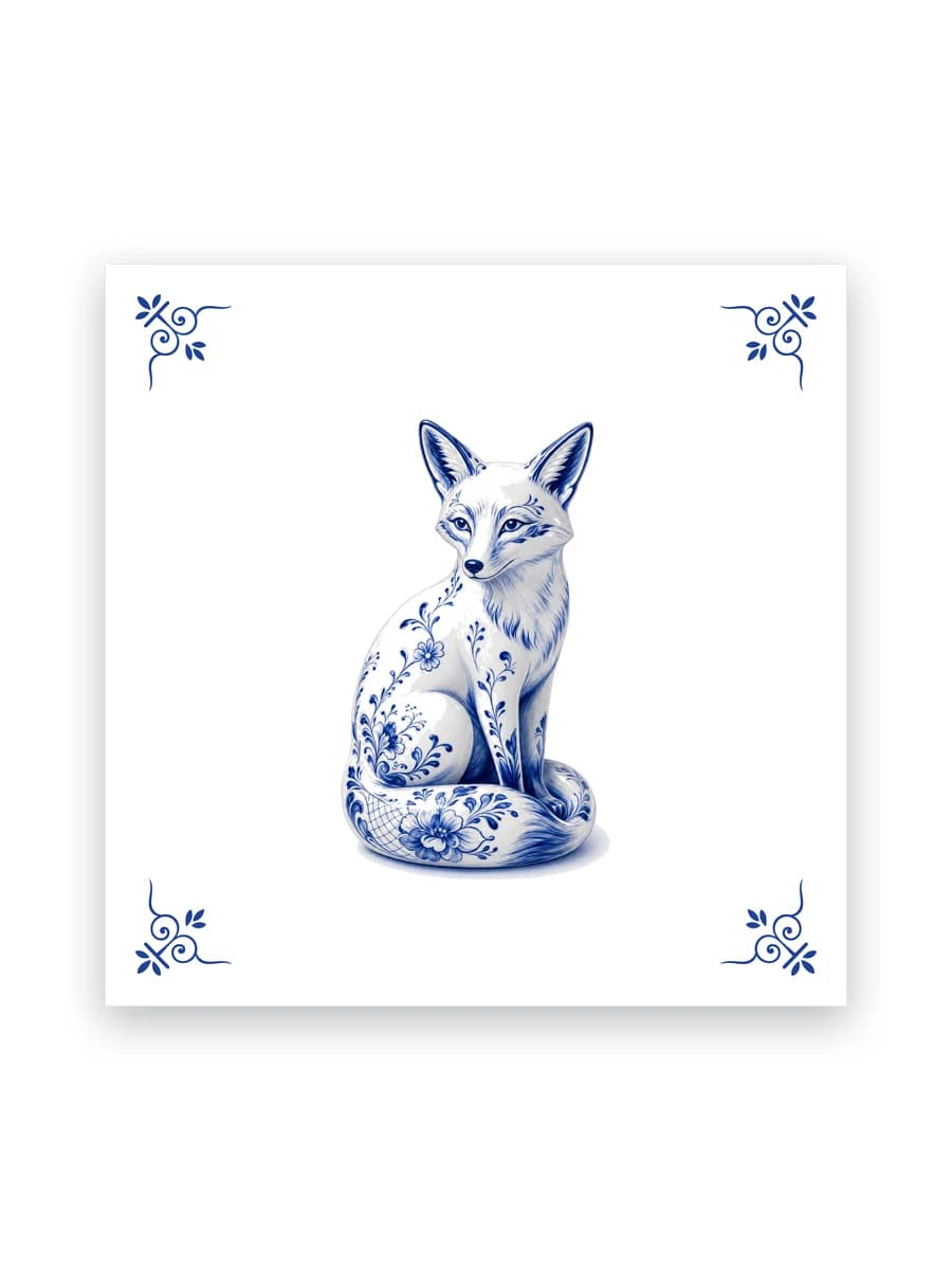 Delfts blauw tegeltje — Vos