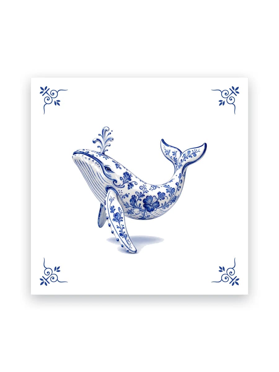 Delfts blauw tegeltje — Walvis