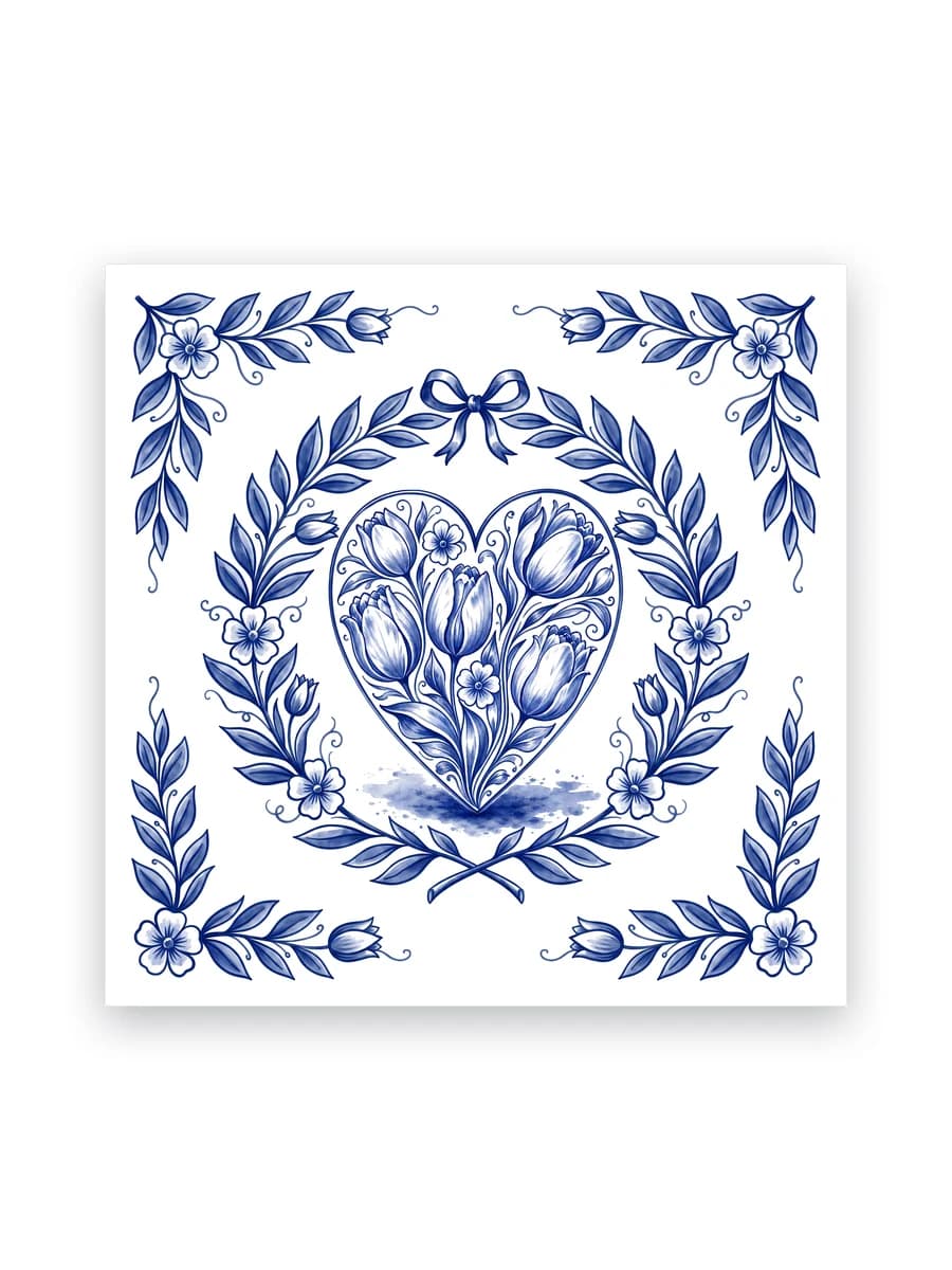 Delfts blauw tegeltje — Hart