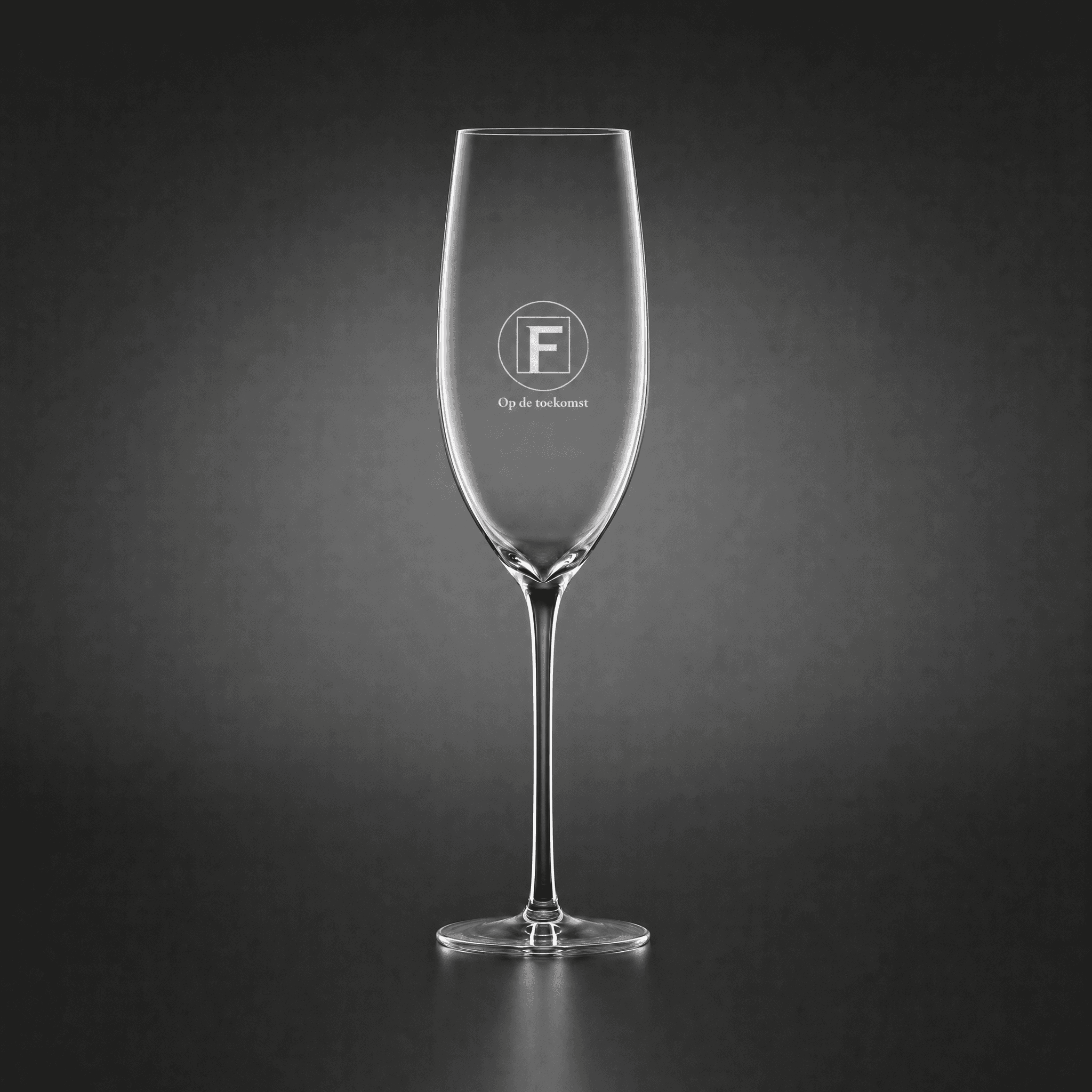 Champagneglas met logo en bedrijfsnaam