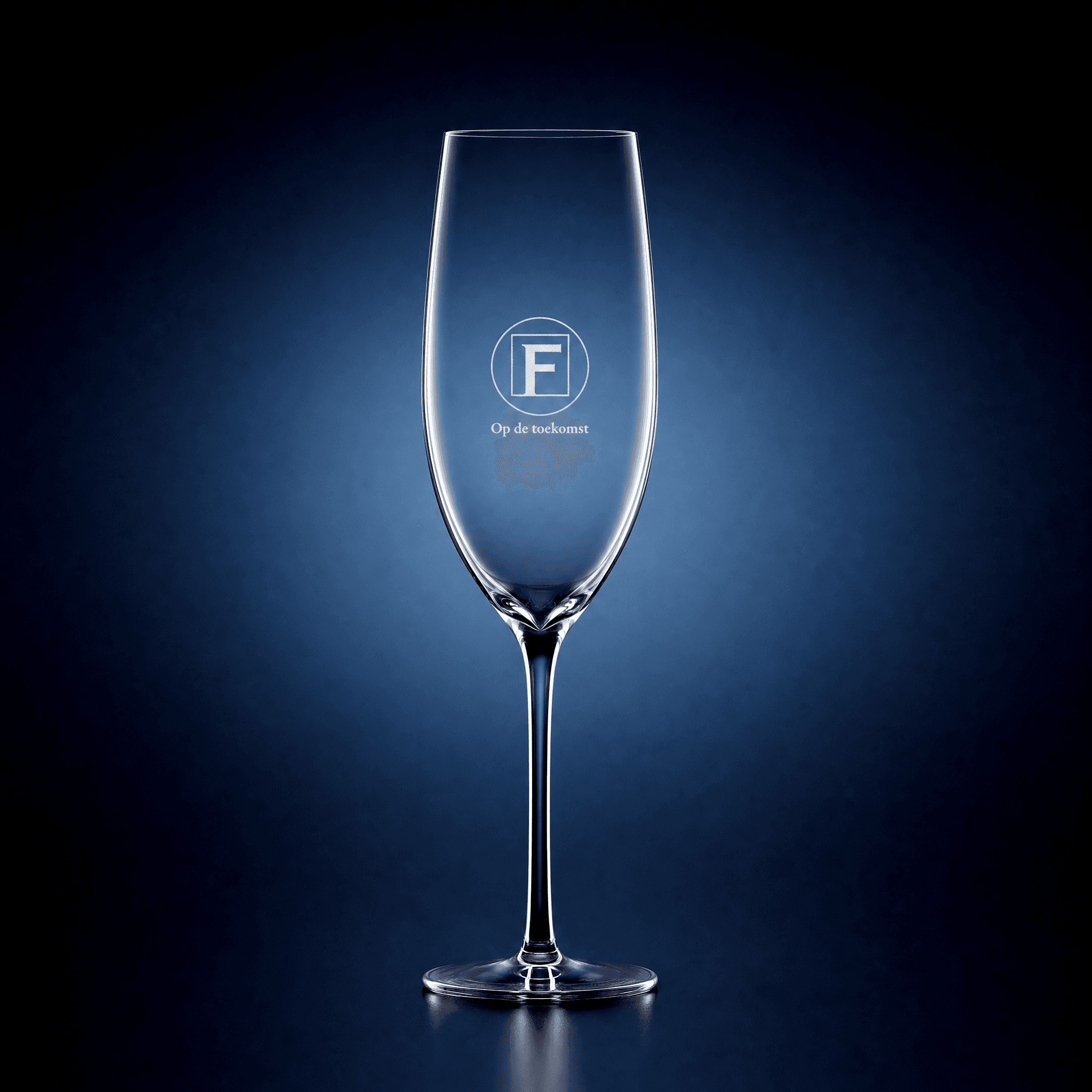 Champagneglas met logo en bedrijfsnaam